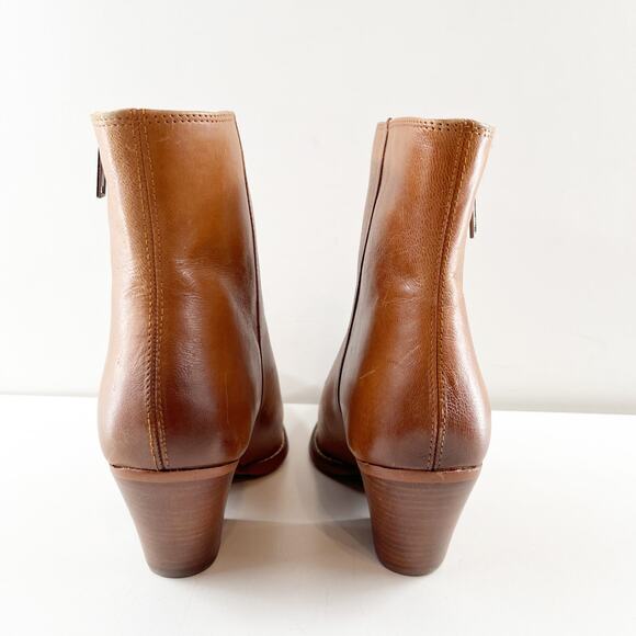 Sam Edelman Jane Pointed Toe Leather Ankle Boots Booties Brown 8 - Picture 7 of 8